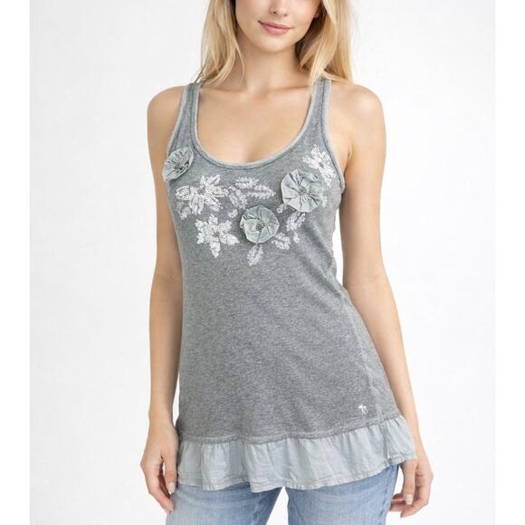 Abercrombie & Fitch Tops - Vintage Y2K Abercrombie & Fitch Long Tank Top Gray Racerback Embellished Size XS